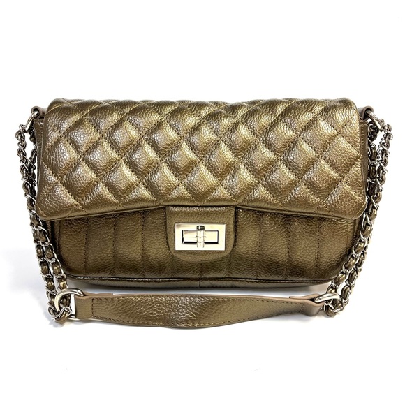 Zenith Bags Zenith Bronze Quilted Leather Bag Poshmark